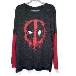 Marvel Comics Deadpool Distorted Logo Long Sleeve Tee T-Shirt Men's Size XL 2016